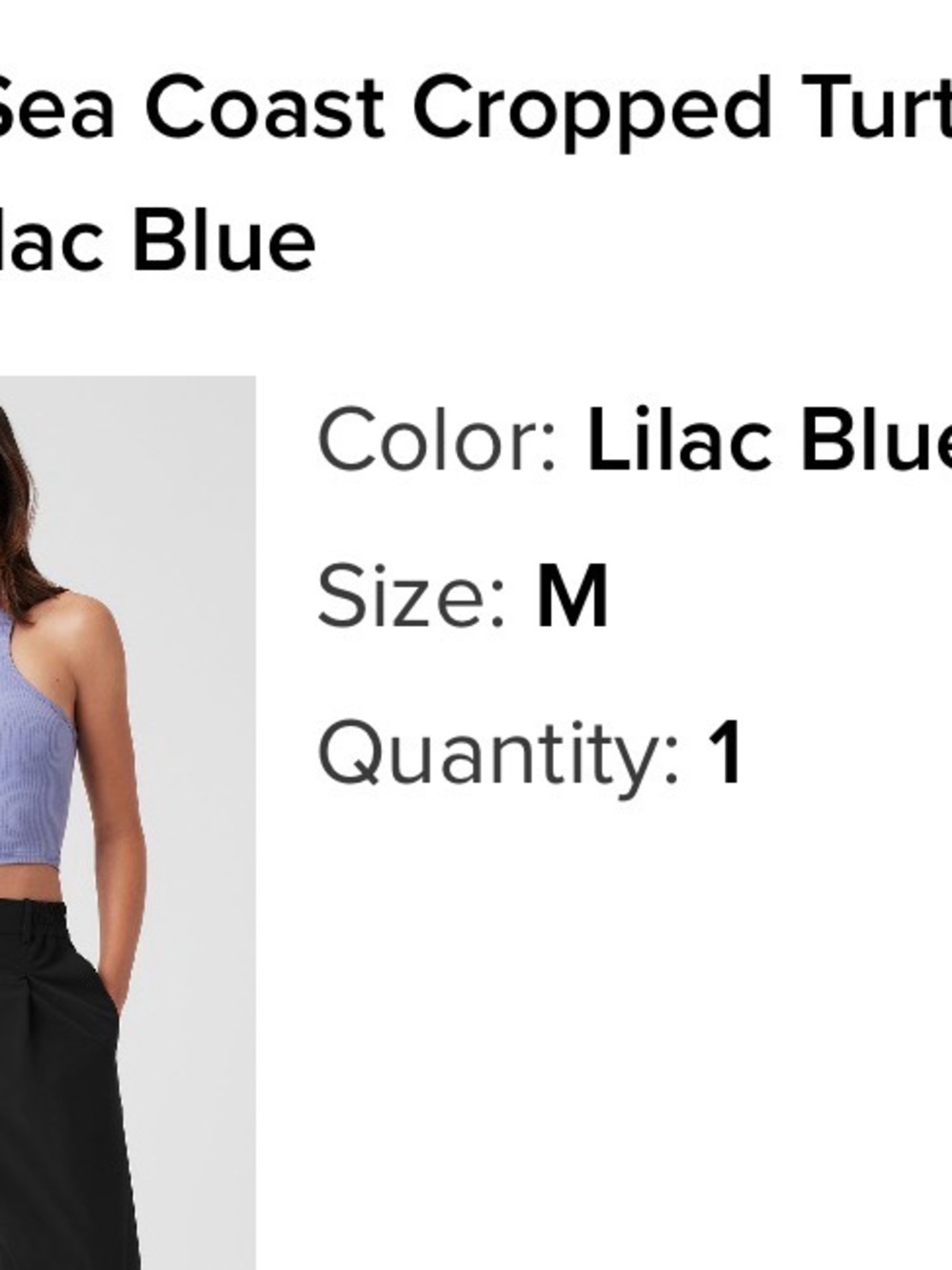 ALO Yoga Lilac Blue Cropped Turtleneck Tank